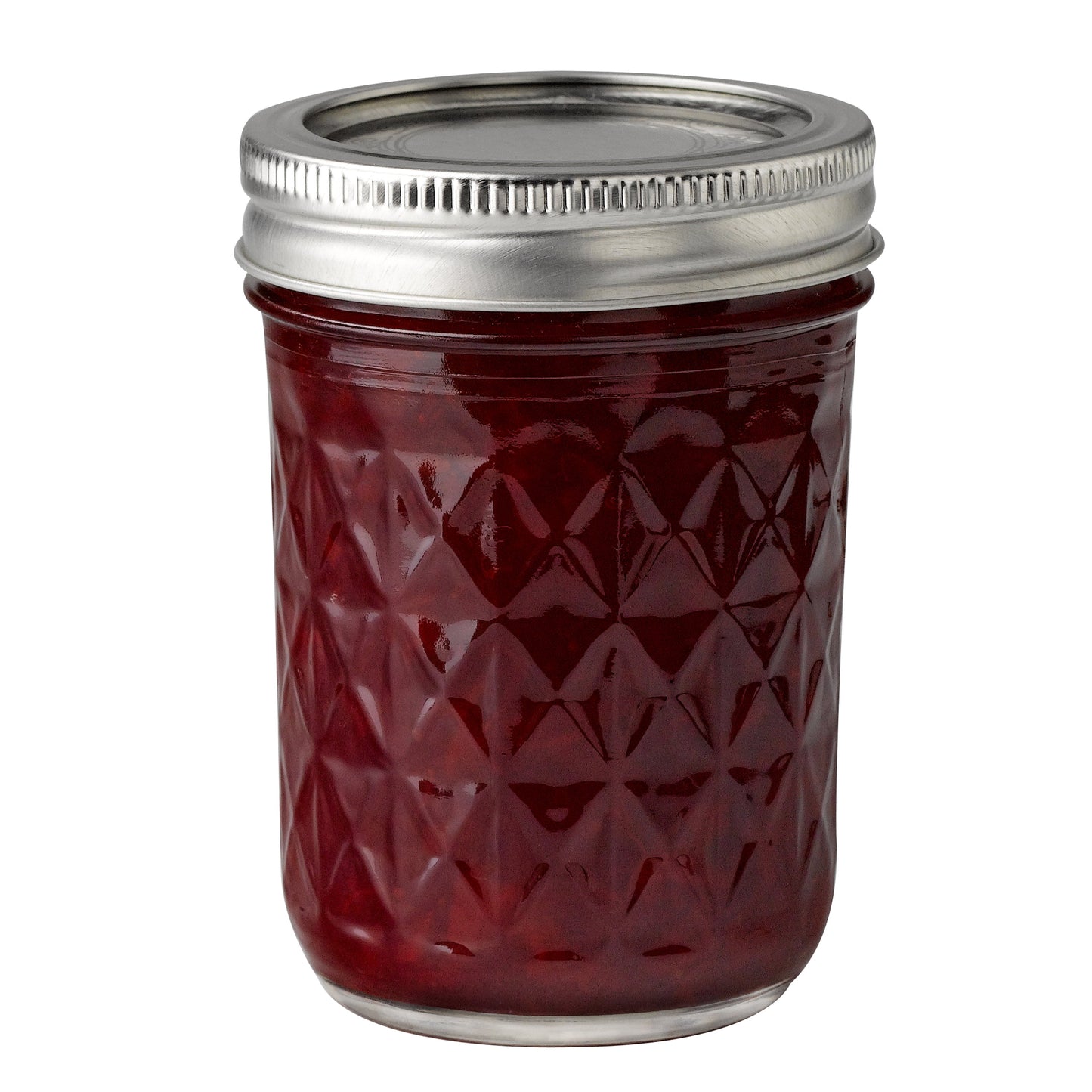 Quilted Crystal Mason Jar W/ Lid & Band, Regular Mouth, 8 Ounces, 12 Count, 4 Lb.