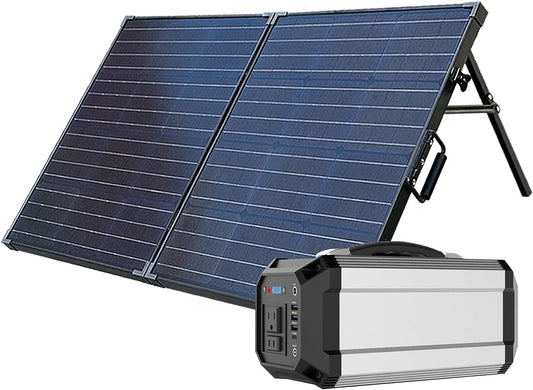 Alpha300 Solar Power Station with 100W Foldable Glass Monocrystalline Solar Panel Kit for Camping, Power Supply and Emergency Backup