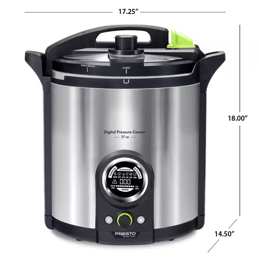 17 Qt. Electric Brushed Stainless Electric Precise Digital Pressure Canner and Pressure Cooker