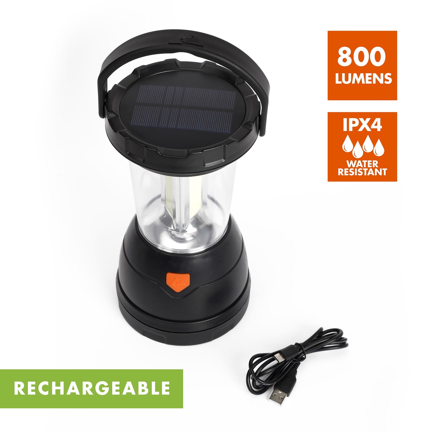 Triplex LED Survival Lantern, 800 Lumens, Rechargeable, Solar, and Crank, Model 31625