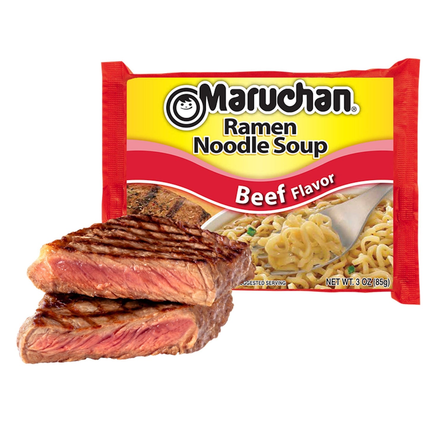 (24 Pack)  Ramen Noodle Beef Flavor Soup, 3 Oz, 12 Count Shelf Stable Package