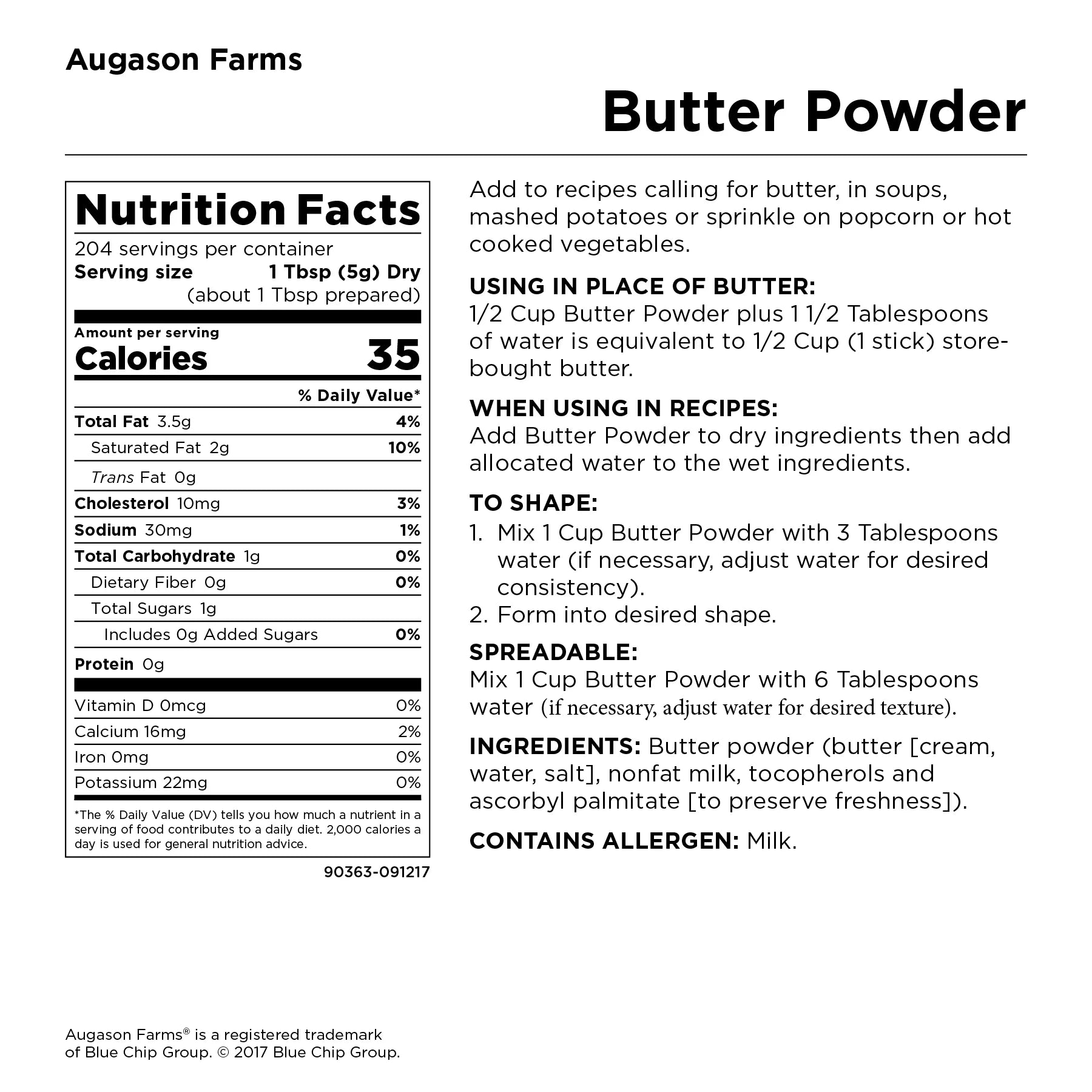 Butter Powder 2 Lbs 4 Oz No. 10 Can