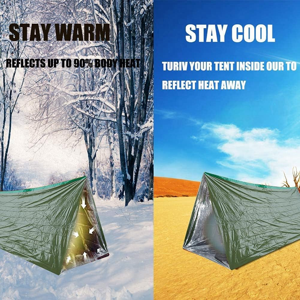 Waterproof Emergency Tent 2 Person Tent Survival Shelter Ultralight Survival Emergency Insulated Blanket for Camping Hiking