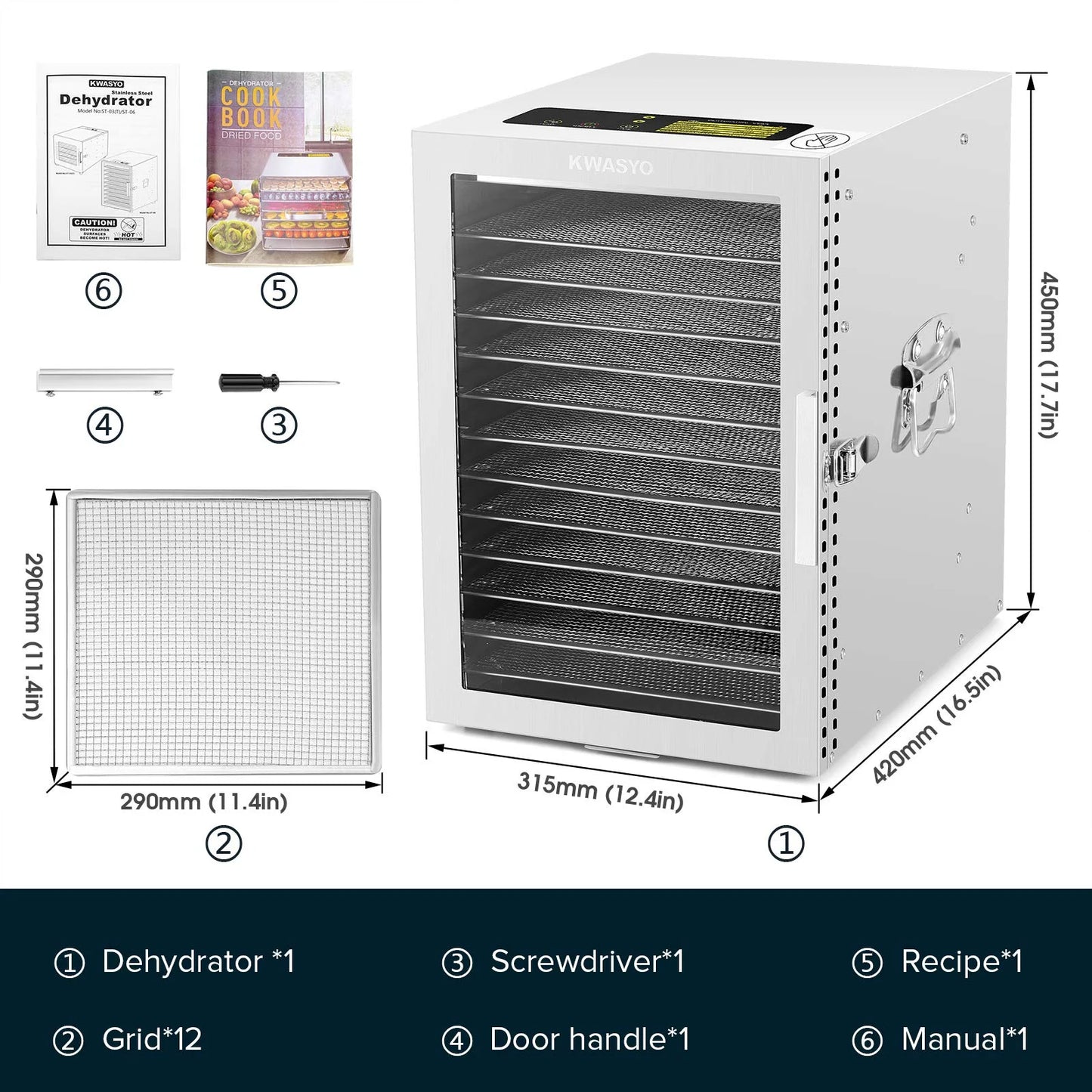 Commercial Food Dehydrator 12 Tray Stainless Steel Fruit Meat Jerky Dryer