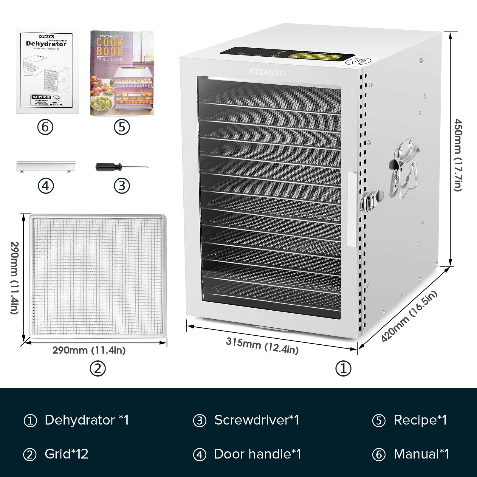 Commercial Food Dehydrator 12 Tray Stainless Steel Fruit Meat Jerky Dryer