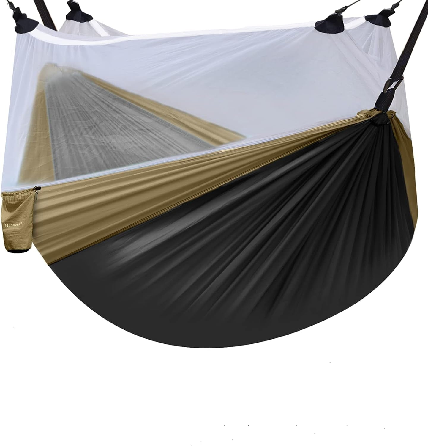 Double Camping Hammock with Net, Lightweight Hammock with Tree Straps, Portable 2 Person Hammock with 210T Nylon Parachute Hammocks for Backpacking | Backyard | Beach | Hiking | Travel