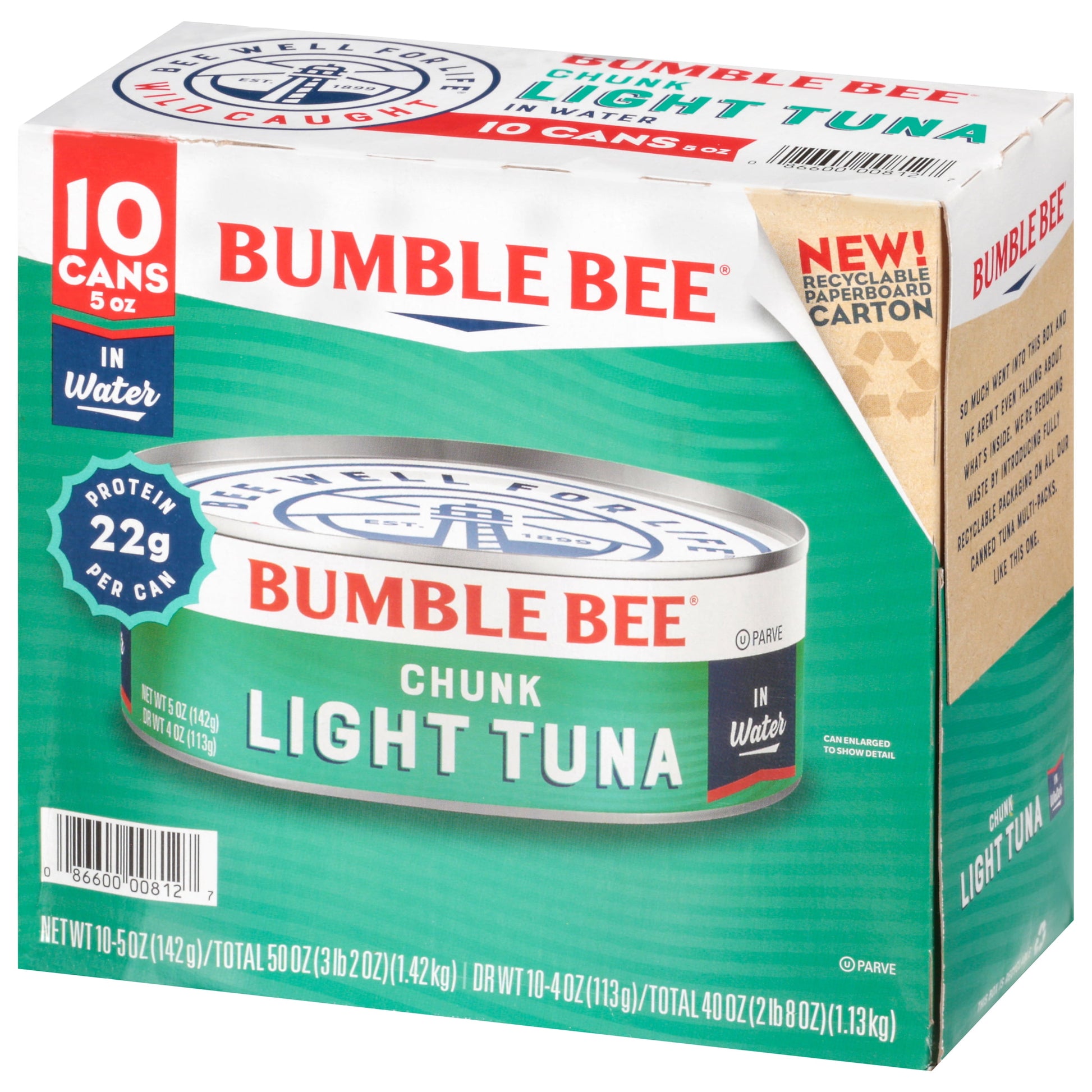 (3 Pack)  Chunk Light Canned Tuna in Water, 5 Oz, 10 Count