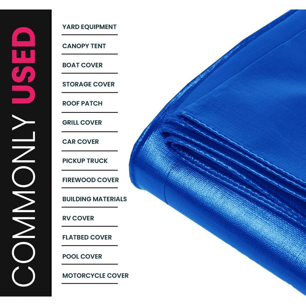 40 Ft. X 60 Ft. Blue 22 Mil Heavy Duty Polyethylene Tarp, Waterproof, UV Resistant, Rip and Tear Proof