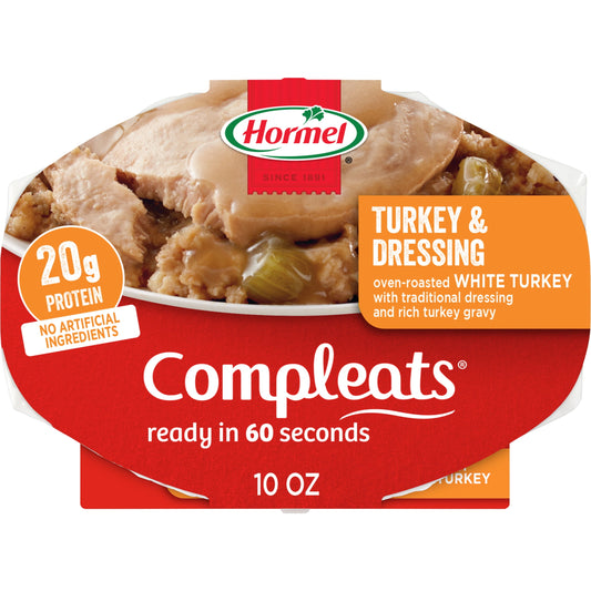 COMPLEATS Turkey & Dressing, Shelf-Stable, 10 Oz Plastic Tray (6 Pack)