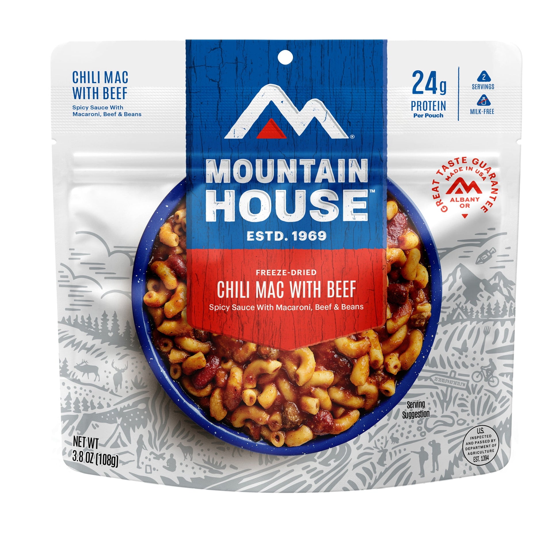 Chili Mac W/Beef, Macaroni and Beef ,Freeze-Dried Food, 2 Servings, Wheat