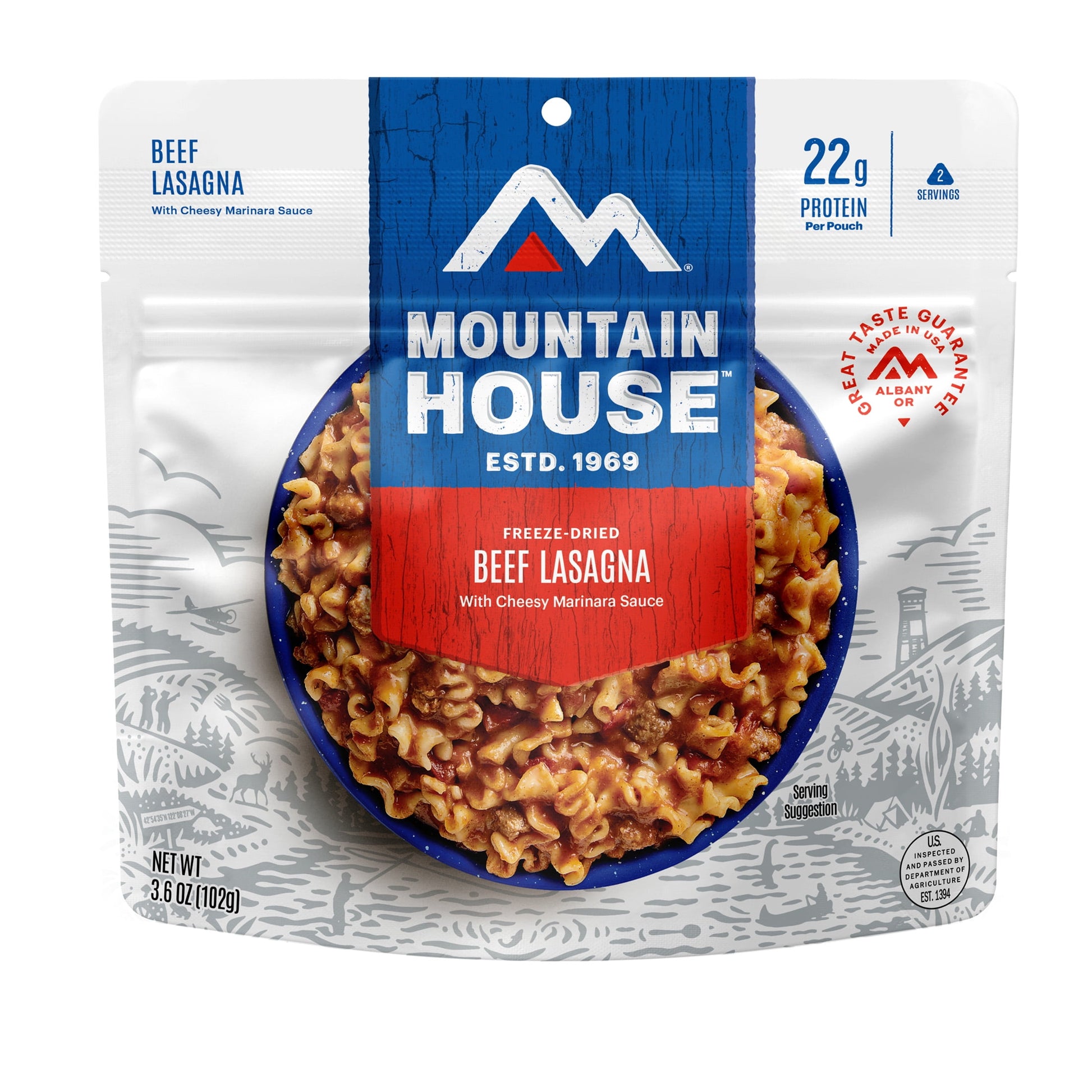 Lasagna W/Meat Sauce, Freeze-Dried Camping & Backpacking Food, 2 Serving