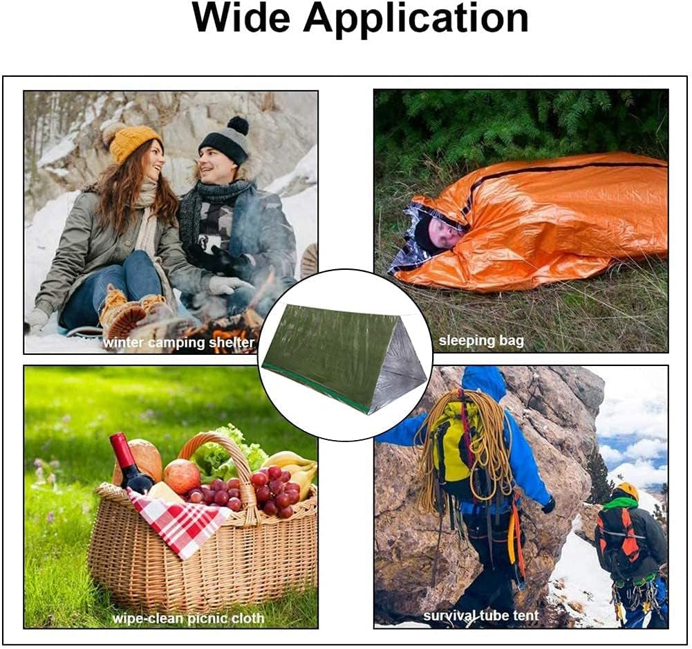 Waterproof Emergency Tent 2 Person Tent Survival Shelter Ultralight Survival Emergency Insulated Blanket for Camping Hiking