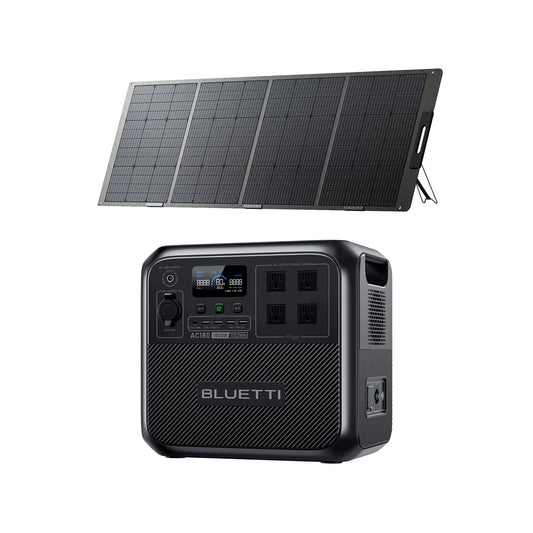 Solar Generator AC180 with PV200, 200W Solar Panel, 1152Wh Portable Power Station, Lifepo4 Emergency Power for Camping, Off-Grid, Power Outage