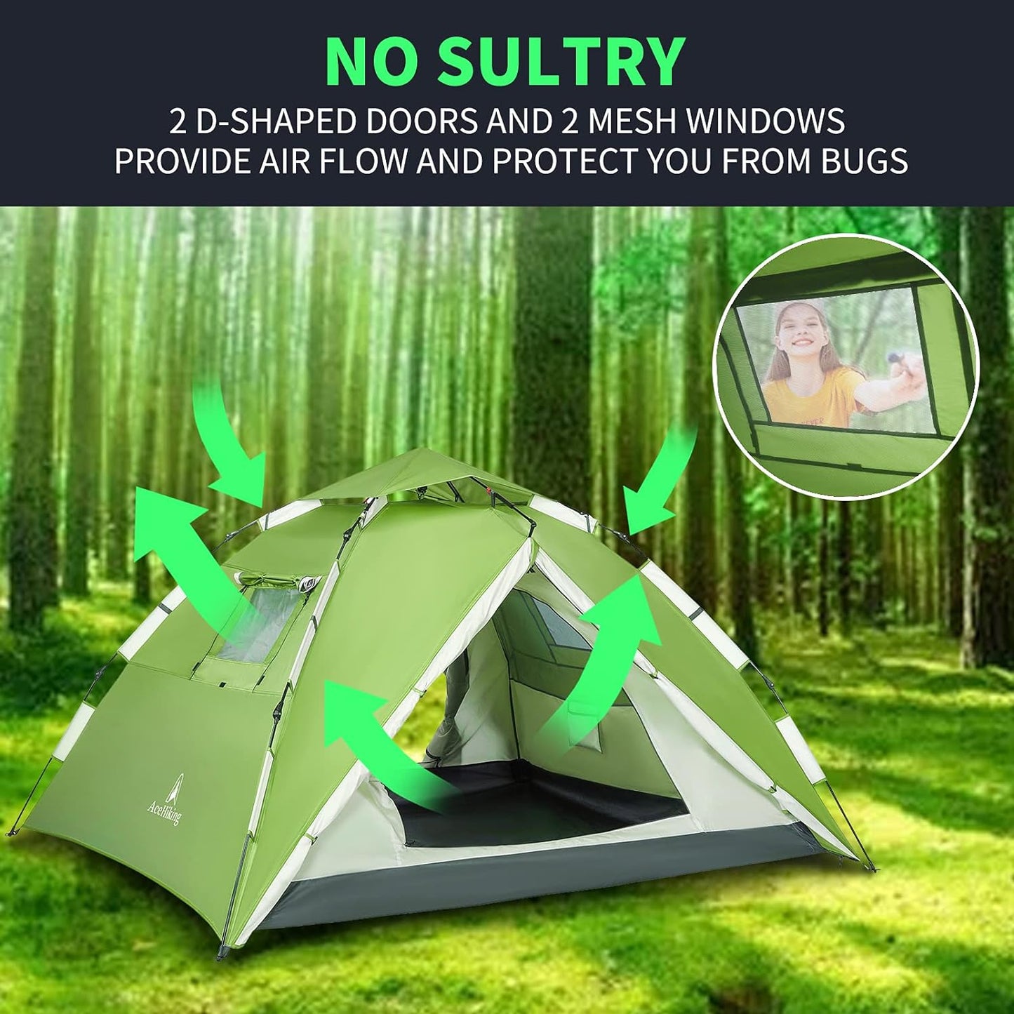 Pop up Tent 4 Person Camping Tent Family Camping Tent Instant Tent Winter Tent Portable Automatic Tent Waterproof Windproof for Camping Hiking Mountaineering