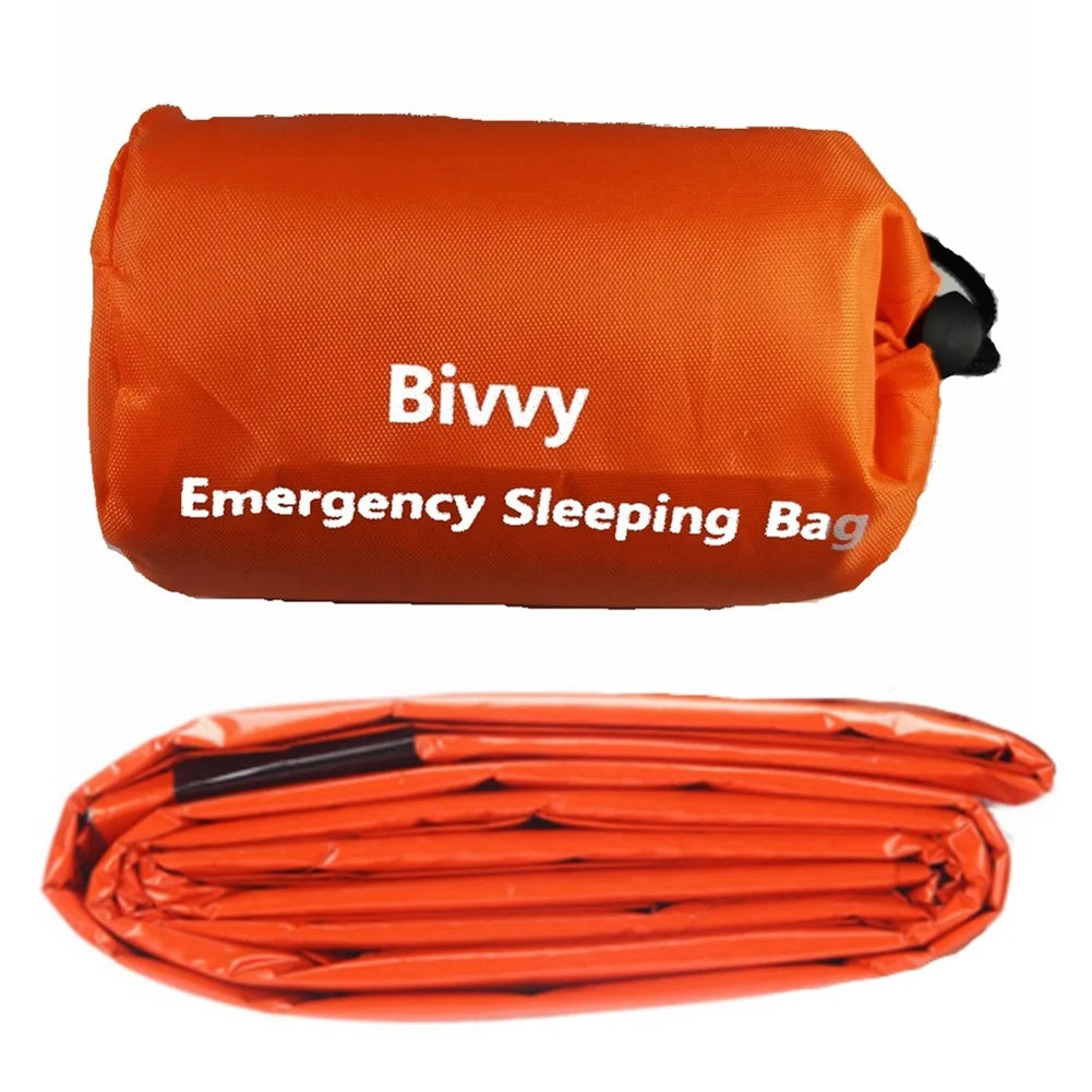 Emergency Sleeping Bag 2 Pack Survival Blanket Waterproof Thermal Bivy Sack for Camping Hiking Outdoor Adventure Orange