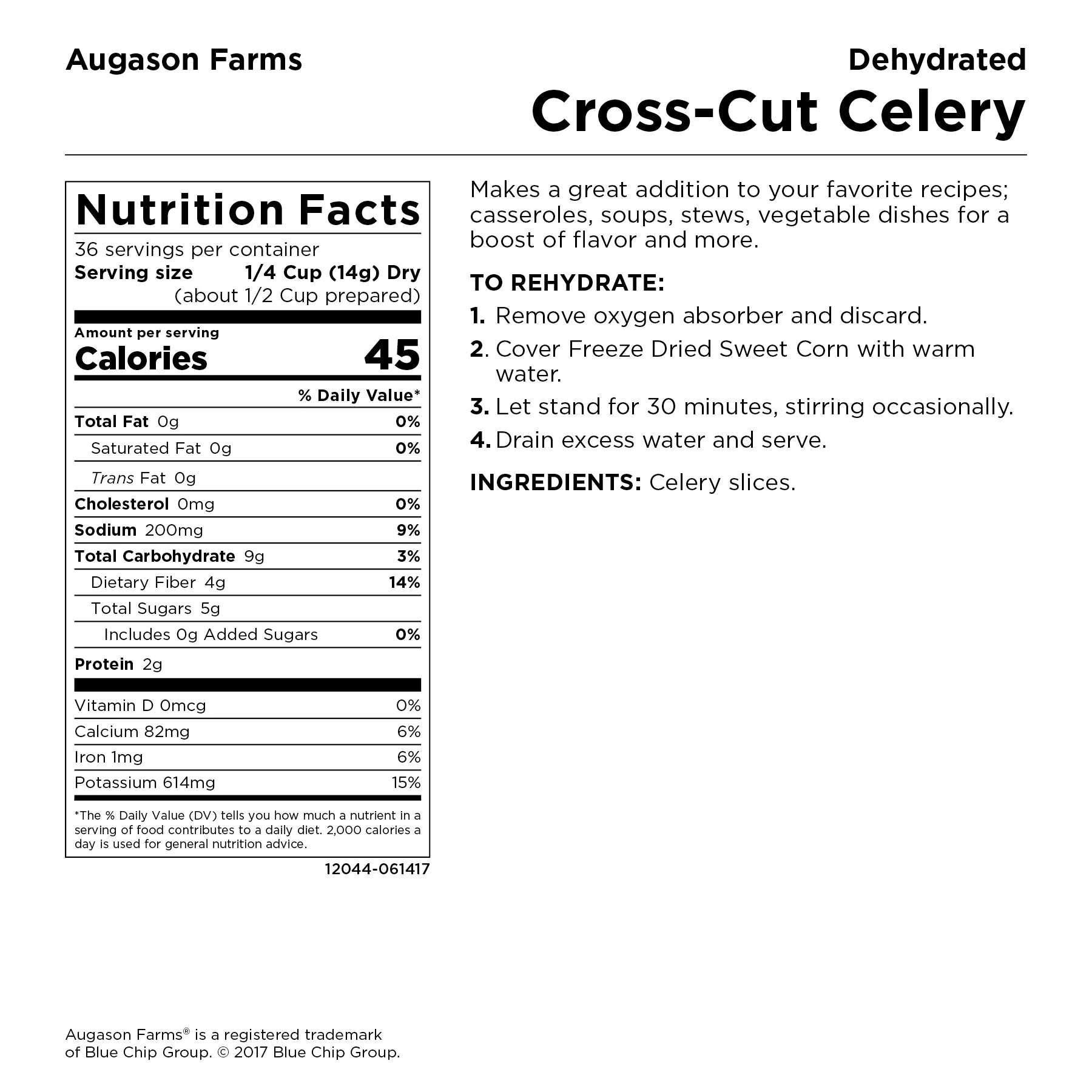 Dehydrated Cross-Cut Celery 18 OZ.