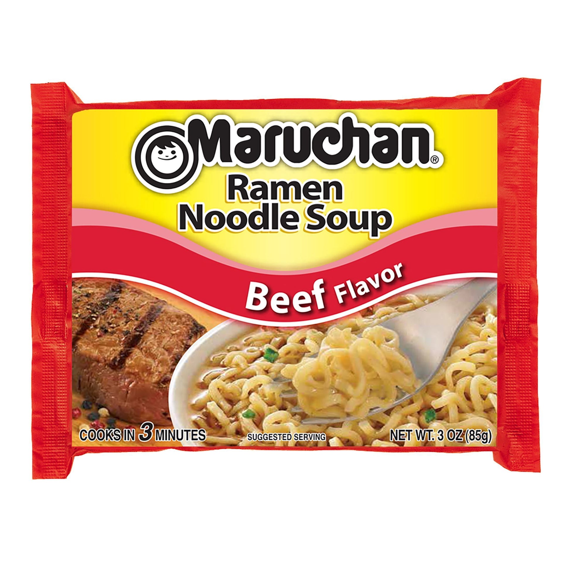 (24 Pack)  Ramen Noodle Beef Flavor Soup, 3 Oz, 12 Count Shelf Stable Package